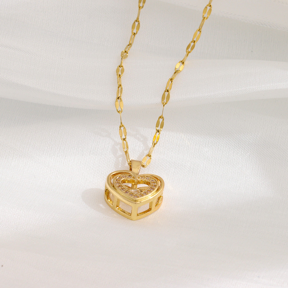Double-Layer Rhinestone Love Necklace