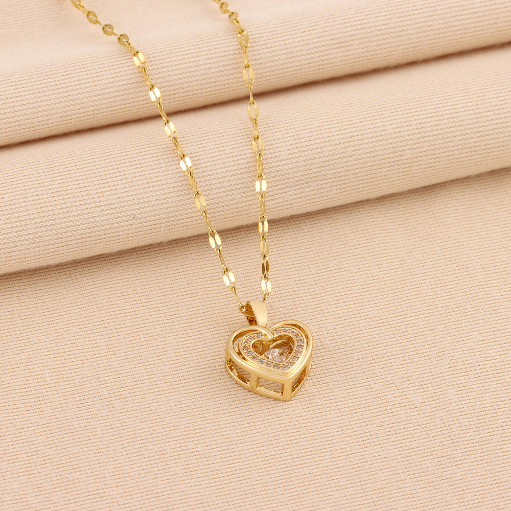 Double-Layer Rhinestone Love Necklace