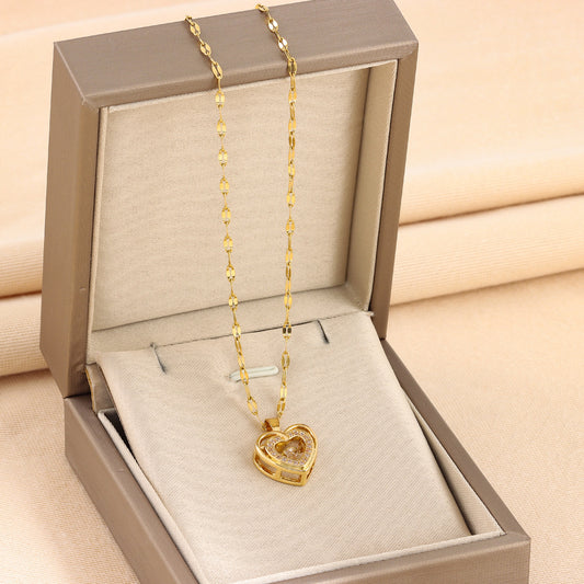 Double-Layer Rhinestone Love Necklace
